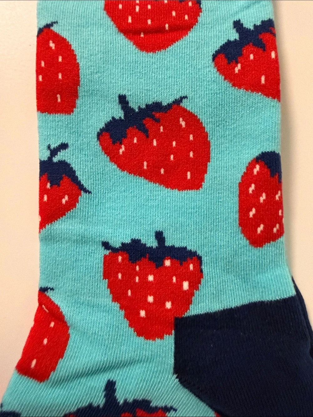 Happy Socks Strawberry Crew Socks - Red, Cream & Blue